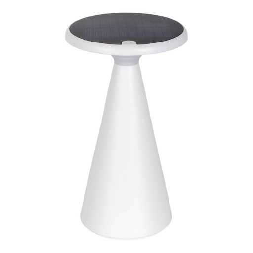 Solar battery table lamp "Palu" for outside and inside, made of plastic in white, 20 cm high