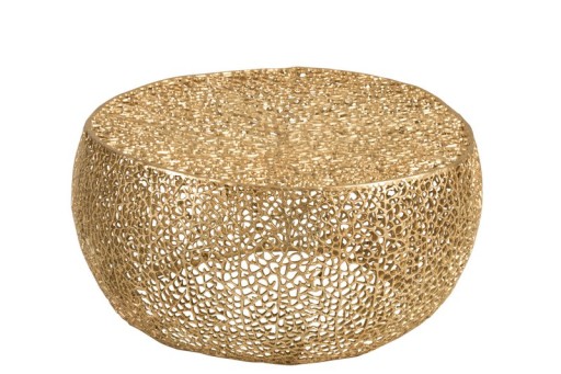 J-Line Coffee Table Round Coral Pattern Aluminum Gold