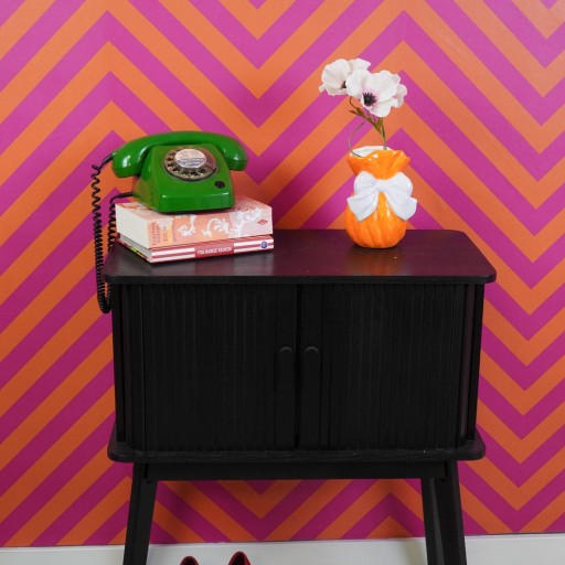 Vaas - boog - dolomiet - oranje/lila - 11x10x16cm