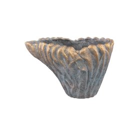 Vakas Grijze Cement Vaas L | Ovaal, Golvend & Koraalvorm met Gouden Rand - Product afbeelding