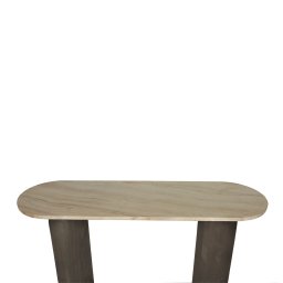 Liora Brown Mango Wood Side Table Marble Top Oval