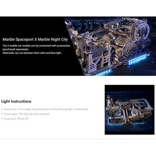 Robotime, 3D DIY Houten Modelbouwpakket Marble Run, Marble Spaceport, LGC01, 32x8,5x24cm