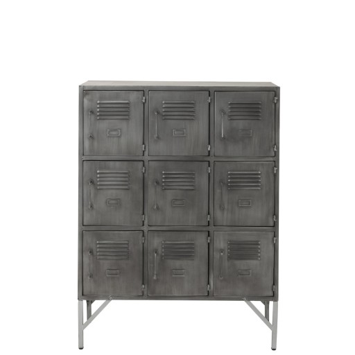 J-Line Kast met 9 Deuren | Metaal Zilver | 113,5x86x41 cm | Industriële Opbergkast - Product afbeelding