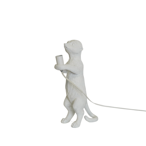 Lamp - Meerkat - Polyresin - Wit - 15x10x38cm