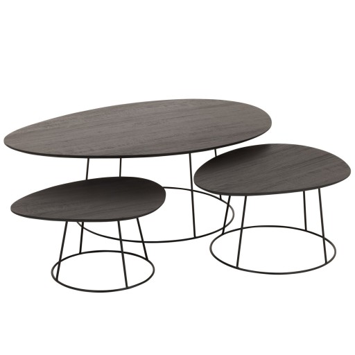 J-Line salontafel Ovaal - hout/metaal - donkerbruin