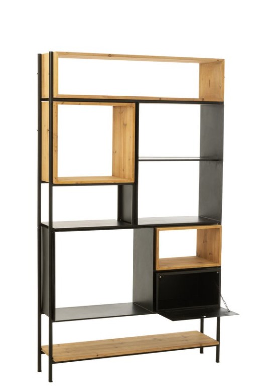 J-Line Shelf Tina Wood/Iron Black/Natural Large