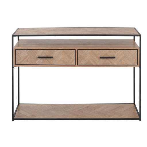 J-Line Console Zigzag 2 Lades Hout/Metaal Naturel/Zwart