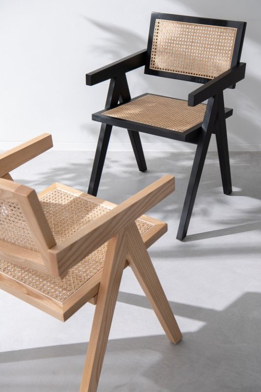 J-Line Chair Lattice Ash Wood/Rattan Black