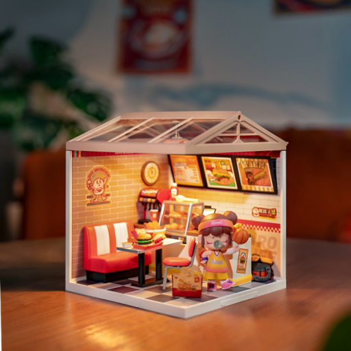 DIY Huisje Super Creator Yum Yum Burgers, Robotime, DW010, 16.3x16.3x15.2cm