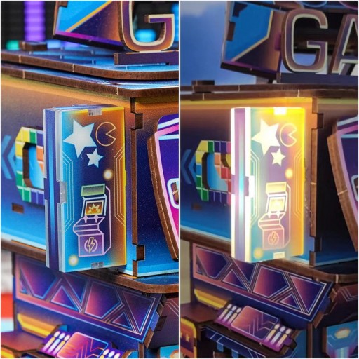 Tone-Cheer DIY 3D Wooden Puzzle Desk Bin, Cyber Game City, TQ182,15x14x23cm