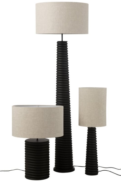 J-Line Table Lamp Screw Thread Wide Ailanthus Wood Black/Gray
