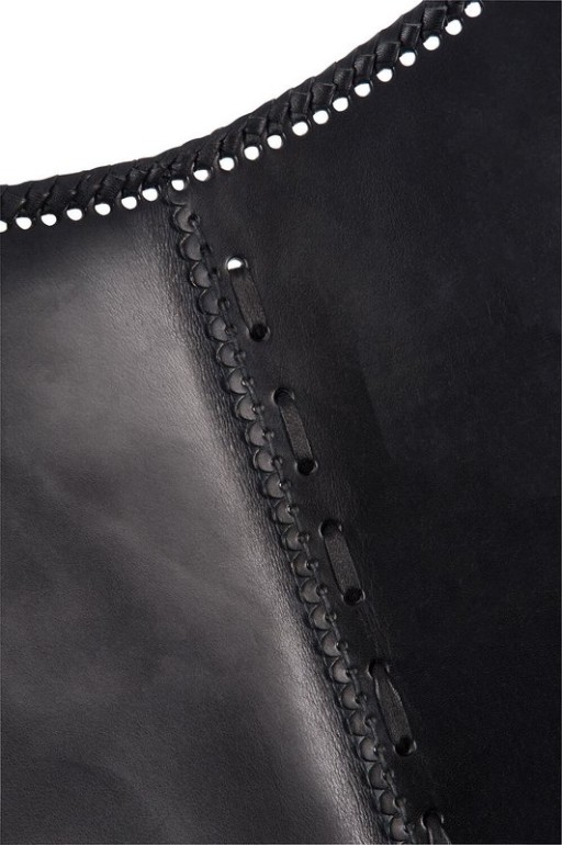 J-Line Lounge chair - leather/metal - black