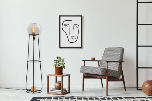 Stacking lamp "Stelo", modern floor lamp made of black metal and smoke glass, E27 socket, 128.5 cm high, for dining room, living room, hallway or office,