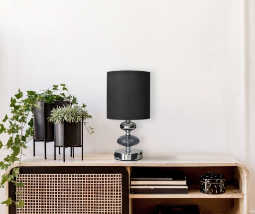 Fabric, table lamp "Mali", table lamp, textile in black, with E14 socket, for dining room, living room, hallway or office, table lamp for living room or dining room, bedside lamp 28.5 cm high