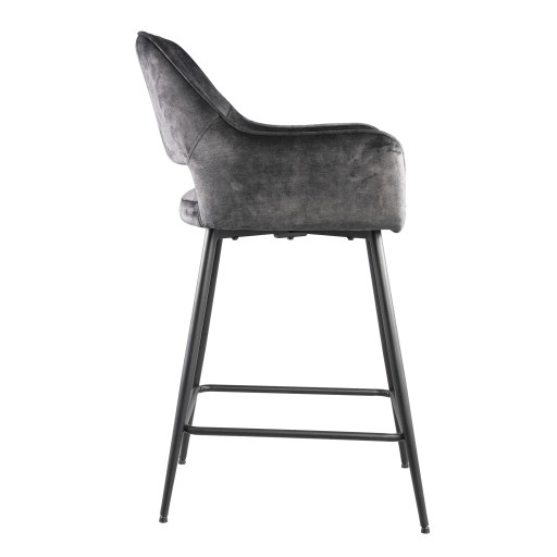 Fal LOW Velvet Anthracite Bar Stool Black Metal Le