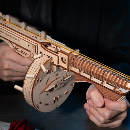 3D Wooden Puzzle Submachine Gun, Robotime, LQB01, 70x14x18cm
