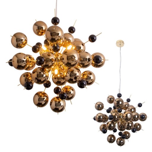 Pendant lamp "explosion" of metal and glass, G9 versions, hanging lamp for dining room, living room, hallway or office, Øca. 65 cm
