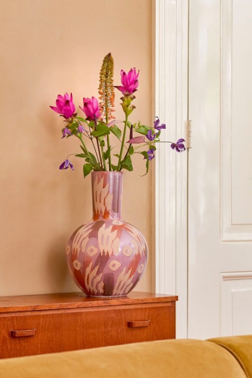 Javi Vase - H34 x Ø52 cm - Ceramic - Pink, Beige