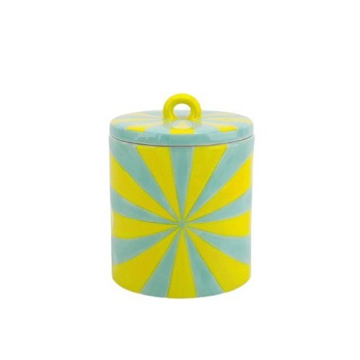 Deco Jar -Swirl - Dolomite - Geel/Mint - 11x11x14,5cm