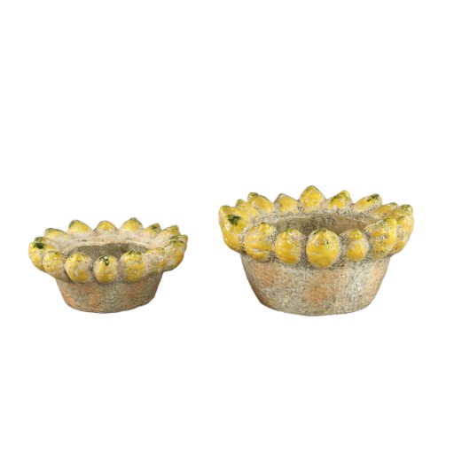 Fruitsy Yellow Round Terra Bowl Lemons Edge L