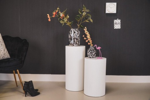 Side Table / Pillar- Cylinder - MDF - White - 30x54cm