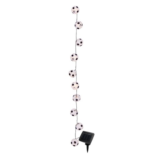 LED solar light chain Textile 20 "Football", for outside, light chain-metal, plastic and textile in black, with integrated LED