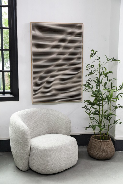 Aleishia Cream Rect Mdf Wallpanel Wavy Design
