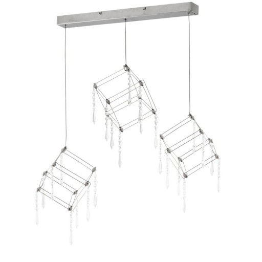 LED pendant lamp "Araneus" metal and plastic in chrome, with firmly built -in LEDs, 80 cm long, lighting for living room, dining room or office