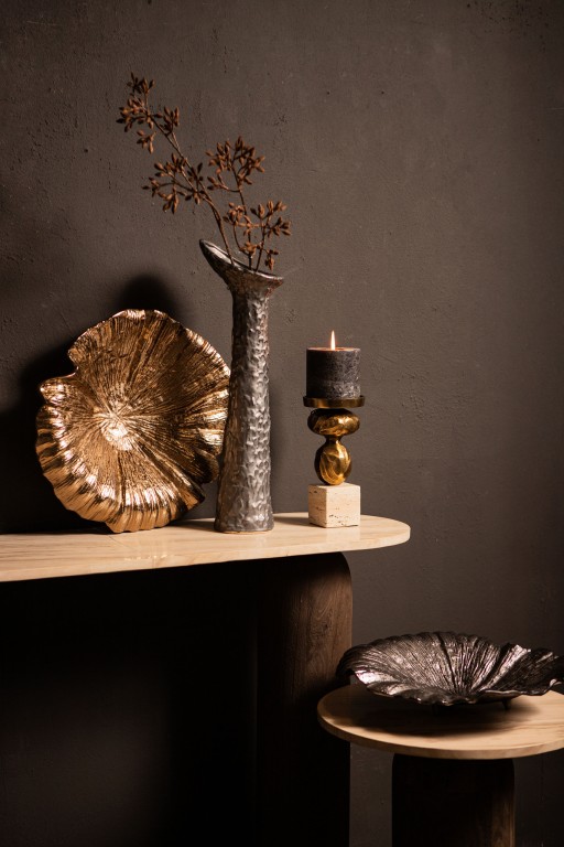 Losh GunMetal Alu Wavy Leaf Bowl Oval