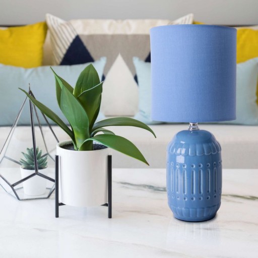 Ceramic table lamp "Erida", table lamp made of ceramic, light blue, with E14 socket, for dining room, living room, hallway or office, table lights inside