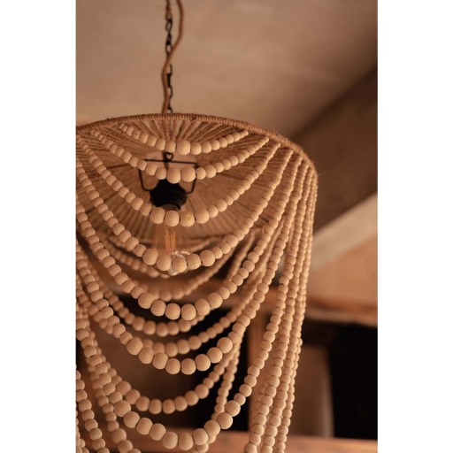 De Houten Kralenkroonluchter - Naturel - L