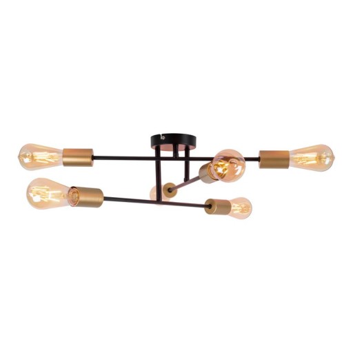 Ceiling light "Modo" 6-flame made of metal in black, versions gold, E27 socket, ceiling lamp for living room, dining room, kitchen, hallway, hallway or office with a Øvon 54.5 cm