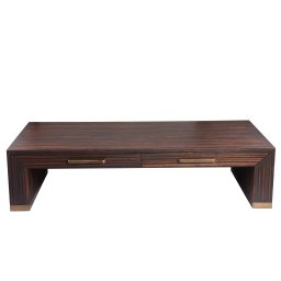 Tiess Salontafel | Bruin Houten Fineer | 2 Lades | Gouden Accenten - Product afbeelding