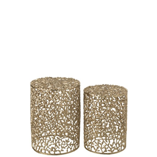 J-Line Set van 2 Bijzettafels Aluminium | Goudkleurig | Ø37 & Ø33 cm - Product afbeelding