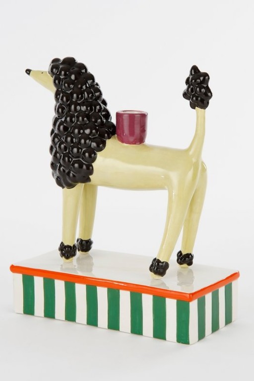 Candlestick Dog - L24 x W11 x H29 cm - Ceramic - Light yellow