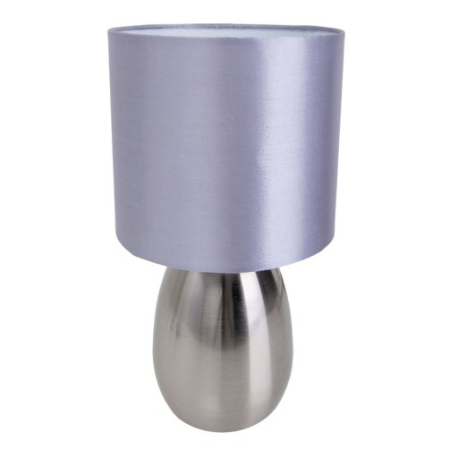 Tischleuchte "AURUM" 33 cm hoch in stahl-blank/grau, aus Metall und Textil, mit E14-Fassung, Beleuchtung für Esszimmer, Wohnzimmer, Diele oder Büro