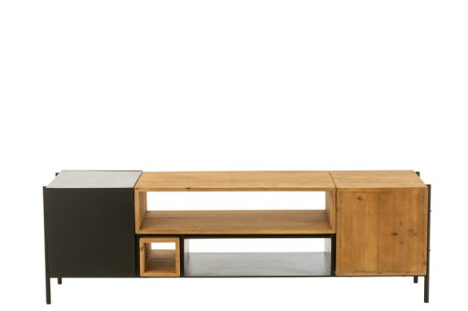 J-Line TV cabinet Tina - wood/iron - black/natural