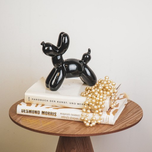 Ornament- Spaarpot Ballon Hond- Keramiek- Zwart-17x7x17cm