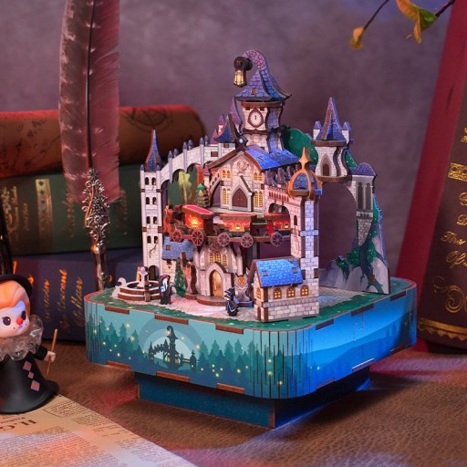 Tonecheer, Muziekdoosje, DIY 3D Houten Puzzel, Magical Castle, TQ064, 14x14x18,6cm