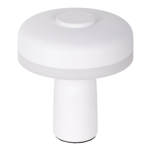 Cordless table light "Pilu", 16.5 cm high, above Ø of 15 cm, metal in white, white plastic, integrated LEDs, 280 lumens, dimmable by touch sensor, warm white