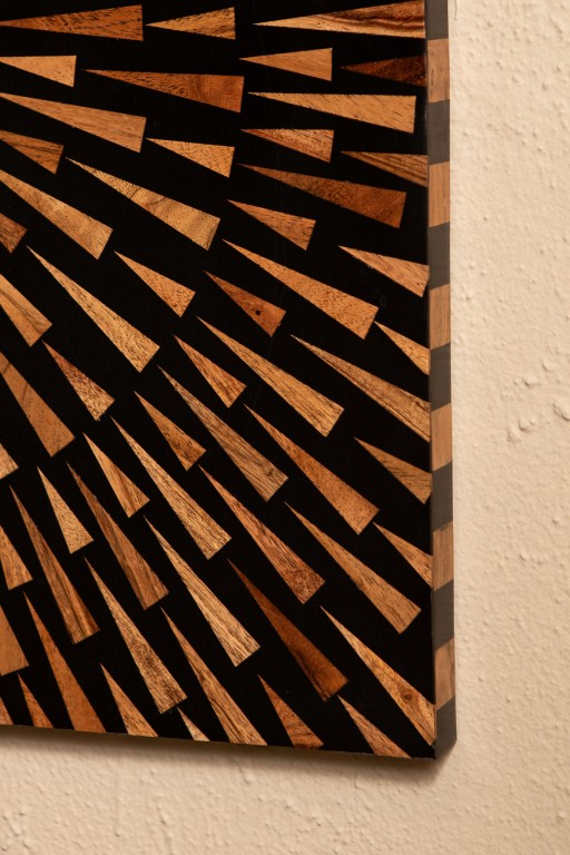 Jordie Brown Wooden Rect Wall Panel Round Pattern