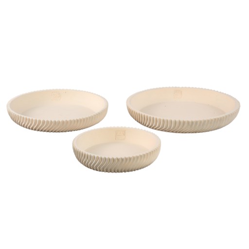 Lianna Cream Cement Round Bowl With Line Pattern M