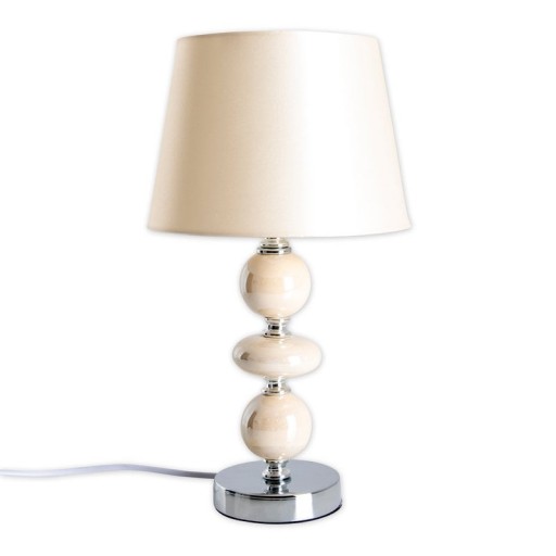 Ceramic table lamp "Araga" 36 cm high, table lamp made of metal, ceramic, with text blades, beige, with E14 socket, lighting for dining room, living room, hallway or office