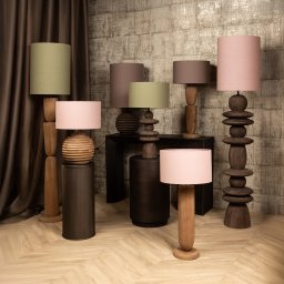 Rivvo Brown Cotton Linen Lampshade Round High