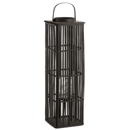 J-Line lantaarn Lang - bamboe - zwart