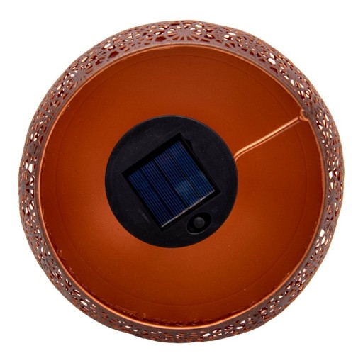 LED decorative solar light with a base of 25 cm high, with flame effect, for outside, made of rust-colored metal and plastic, with a firmly built-in LED