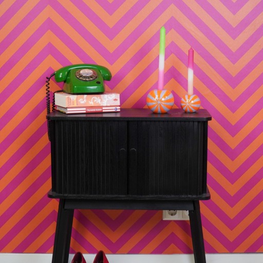 Kandelaar - Swirl- oranje/lila - 10x10x10cm