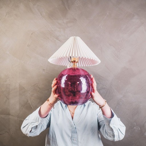 Lamp - Disco ball - Glass - Pink - 20x20x20cm