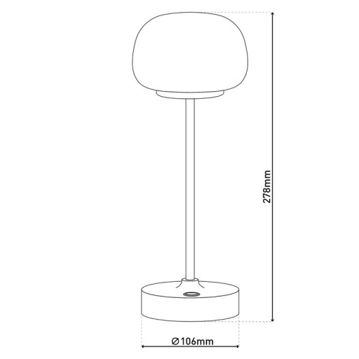 LED battery/ table lamp "Pina" 30 cm high, made of metal (white) and glass (white), integrated LEDs, warm white