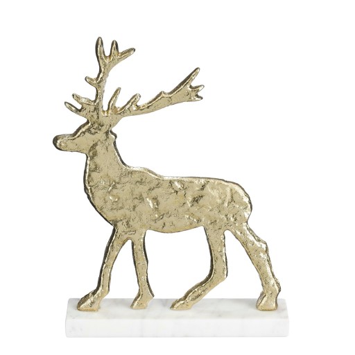 Kerstdecoratie Hert - L20 x B5 x H27 cm - Aluminium, Marmer - Champagne